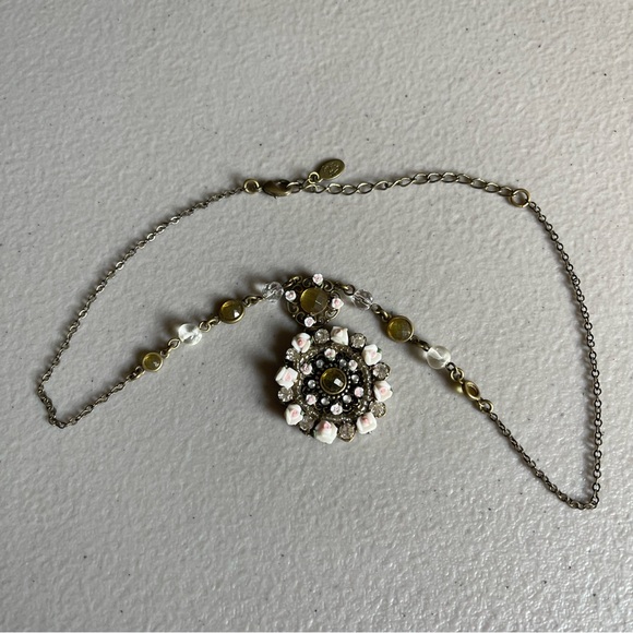 Cookie Lee Roses Crystal Victorian Medallion Necklace - Picture 6 of 8